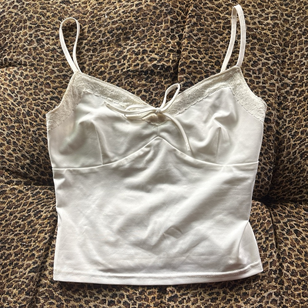 White Lace Trim Tank